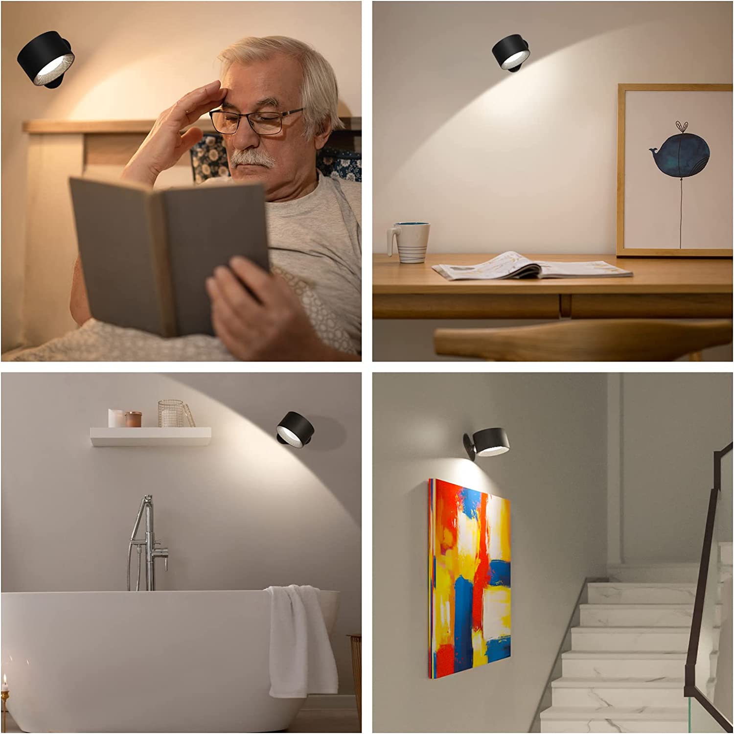Cordless wall light in use in a home setting