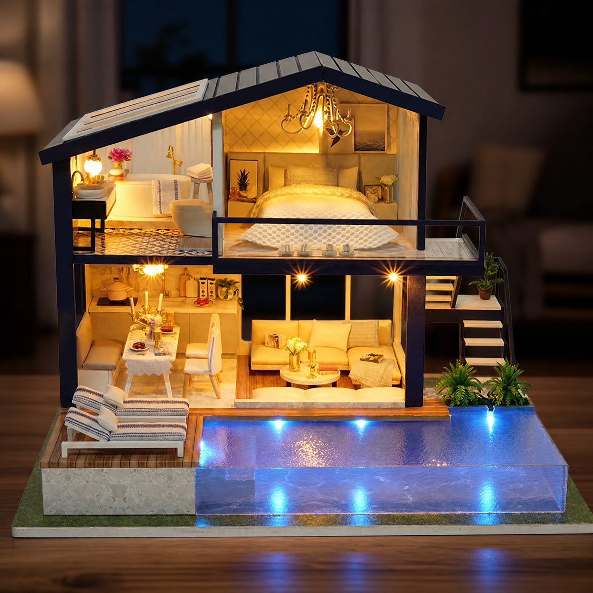 Dollhouse DIY Miniature Kit with LED Lights — 20+ Styles 3