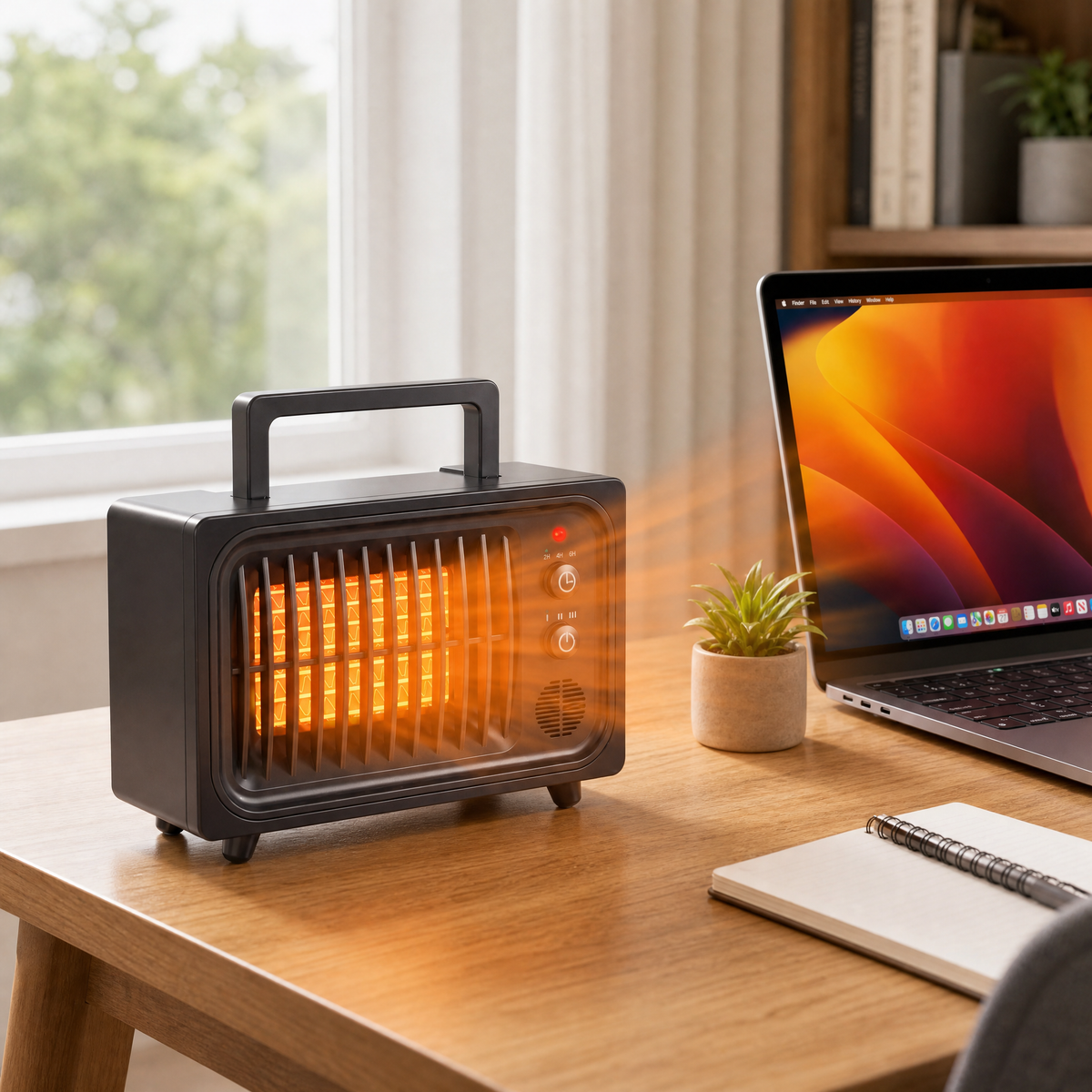 Desktop Mini Ceramic Heater with Remote Control — 600W PTC 2