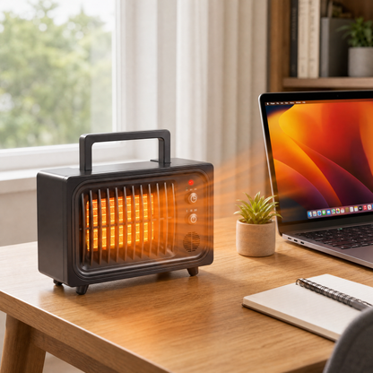Desktop Mini Ceramic Heater with Remote Control — 600W PTC 2