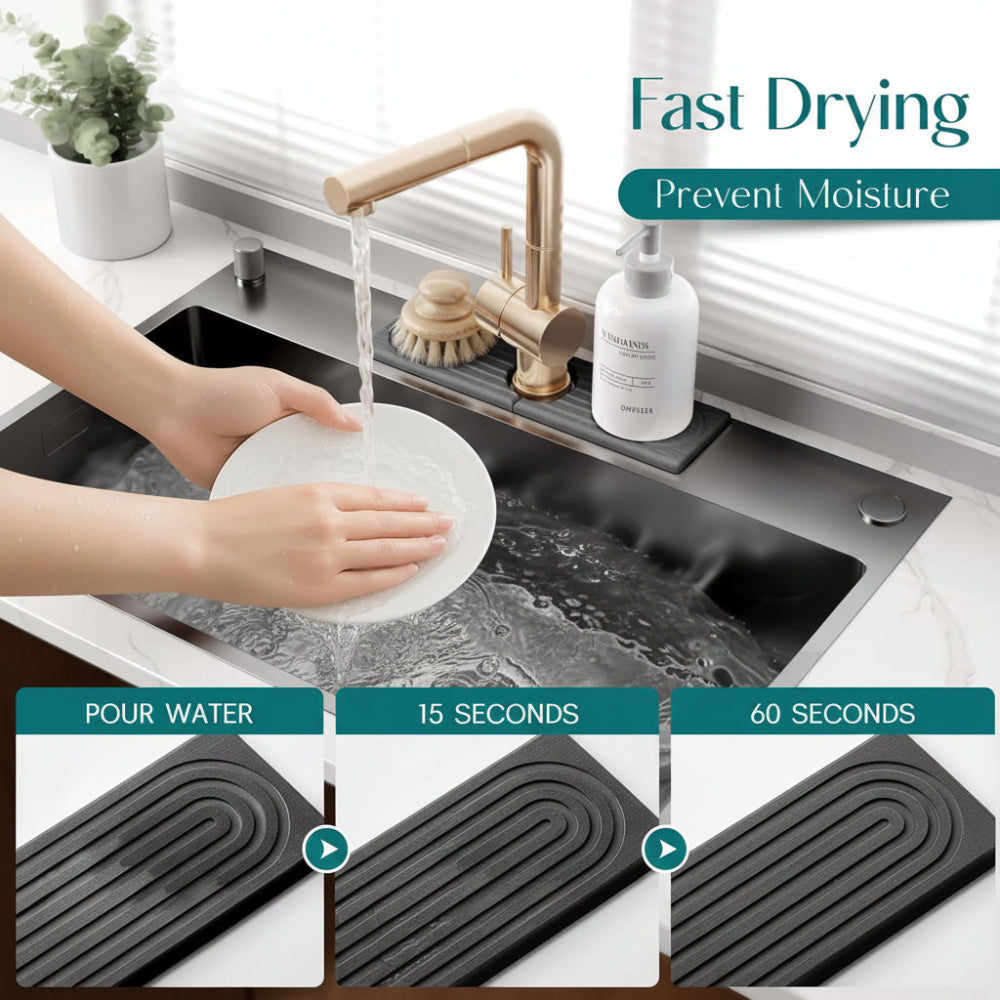 Diatomite Stone Sink Mat — Fast-Drying Faucet Tray 7