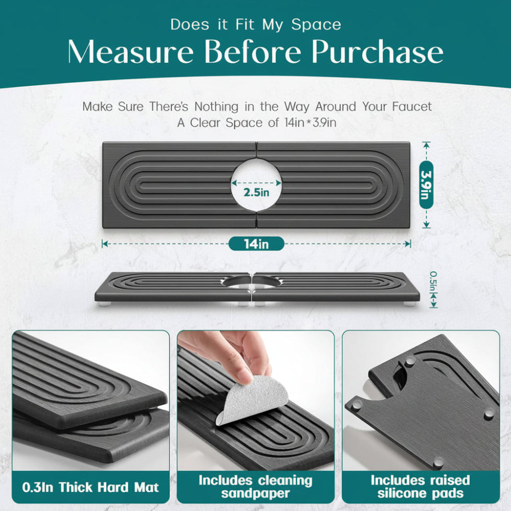 Diatomite Stone Sink Mat — Fast-Drying Faucet Tray 8