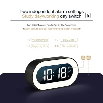 Digital Alarm Clock with Night Light — LED Bedside Clock 7