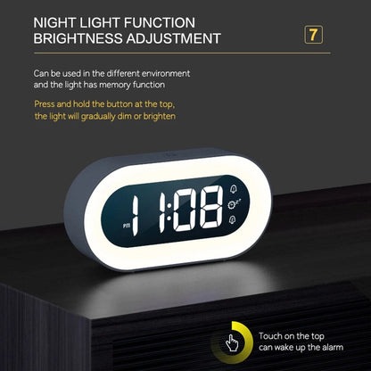 Digital Alarm Clock with Night Light — LED Bedside Clock 8