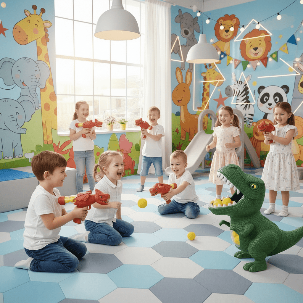 Dinosaur Toy Shooting Game for Kids — DinoAim Foam Ball Set 4