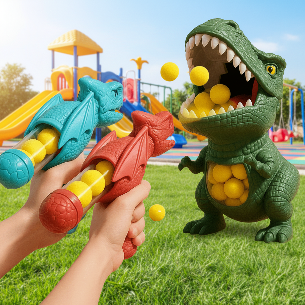Dinosaur Toy Shooting Game for Kids — DinoAim Foam Ball Set 6