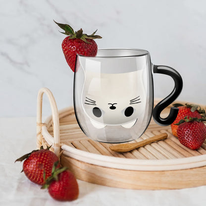 Double Wall Glass Cat Mug — Hidden Cat Face & Tail Handle 6