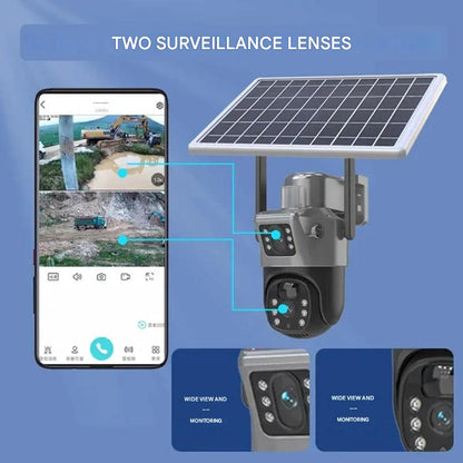 DualGuard 4K Solar Security Camera — Dual Lens 10x Zoom 12