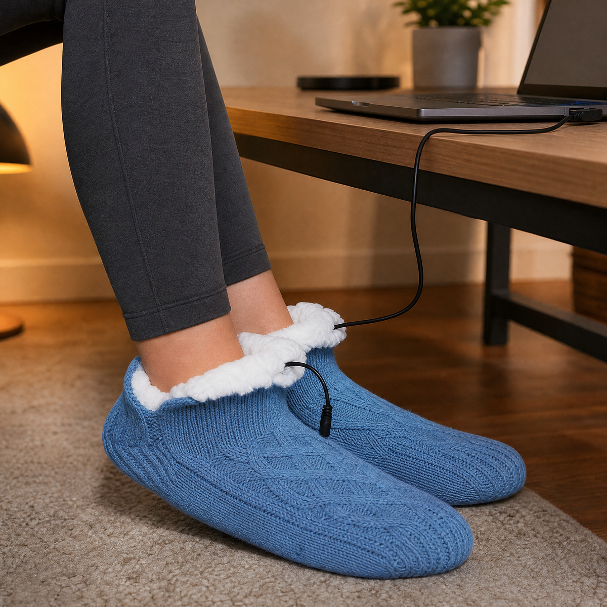 USB Heated Knit Slipper Socks — Non-Slip, 4 Colors 4