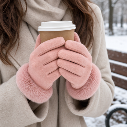 Women's Winter Gloves with Faux Fur Cuff — One Size Fits All 2
