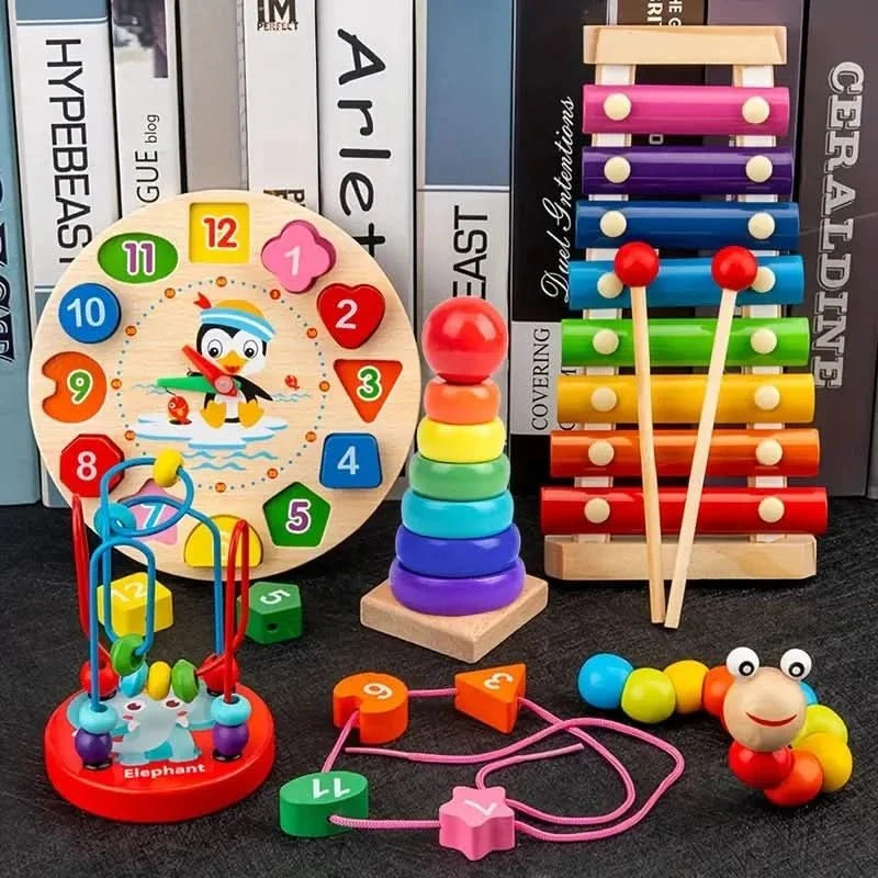 Montessori Toys 5-in-1 Wooden Set — Baby 6+ Months 2