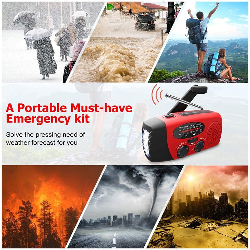 Emergency Solar Hand Crank Radio with Flashlight & Power Bank 5