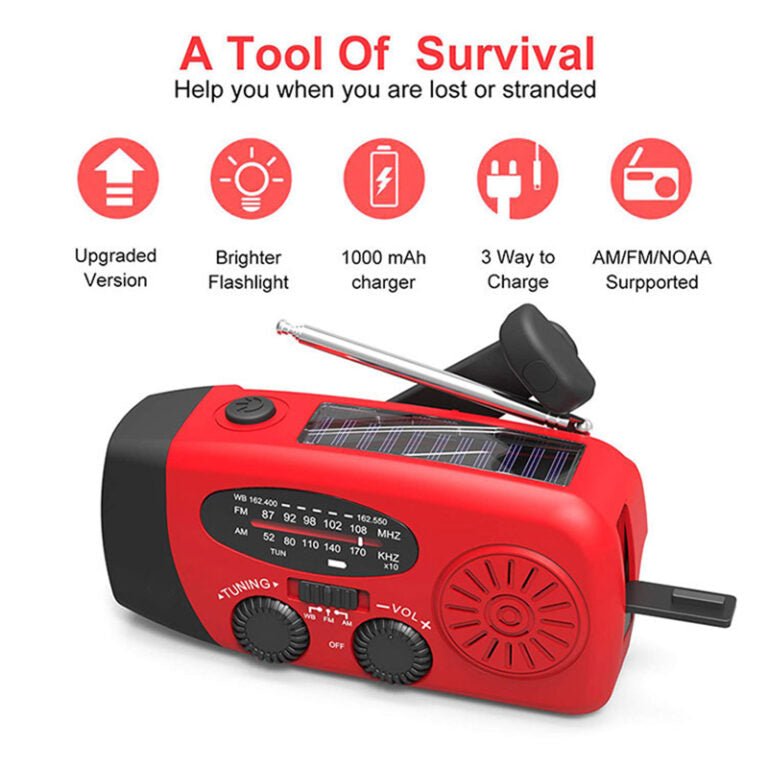 Emergency Solar Hand Crank Radio with Flashlight & Power Bank 8