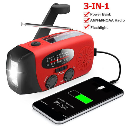 Emergency Solar Hand Crank Radio with Flashlight & Power Bank 9