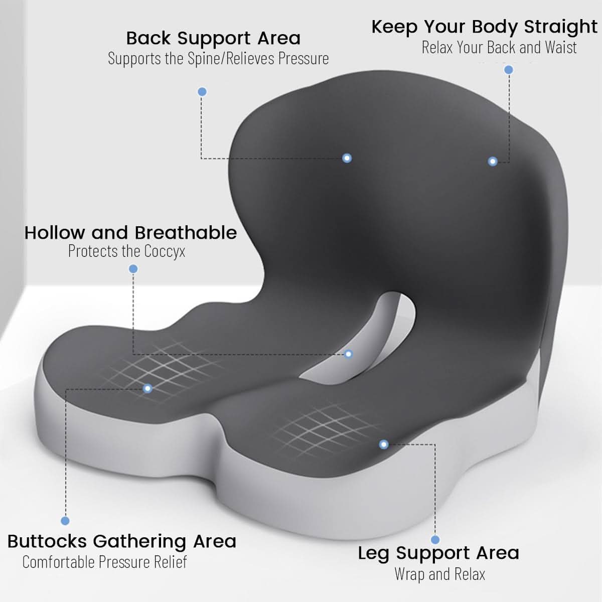Memory Foam Seat Cushion — Ergonomic Back & Posture Support 6