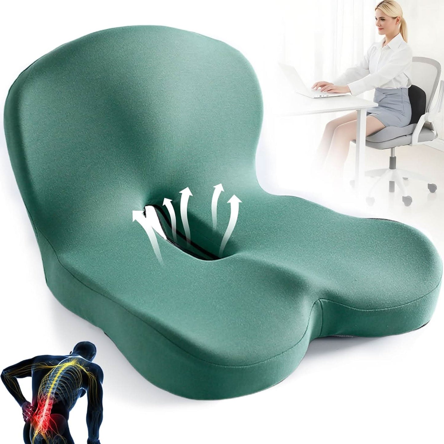 Memory Foam Seat Cushion — Ergonomic Back & Posture Support 7