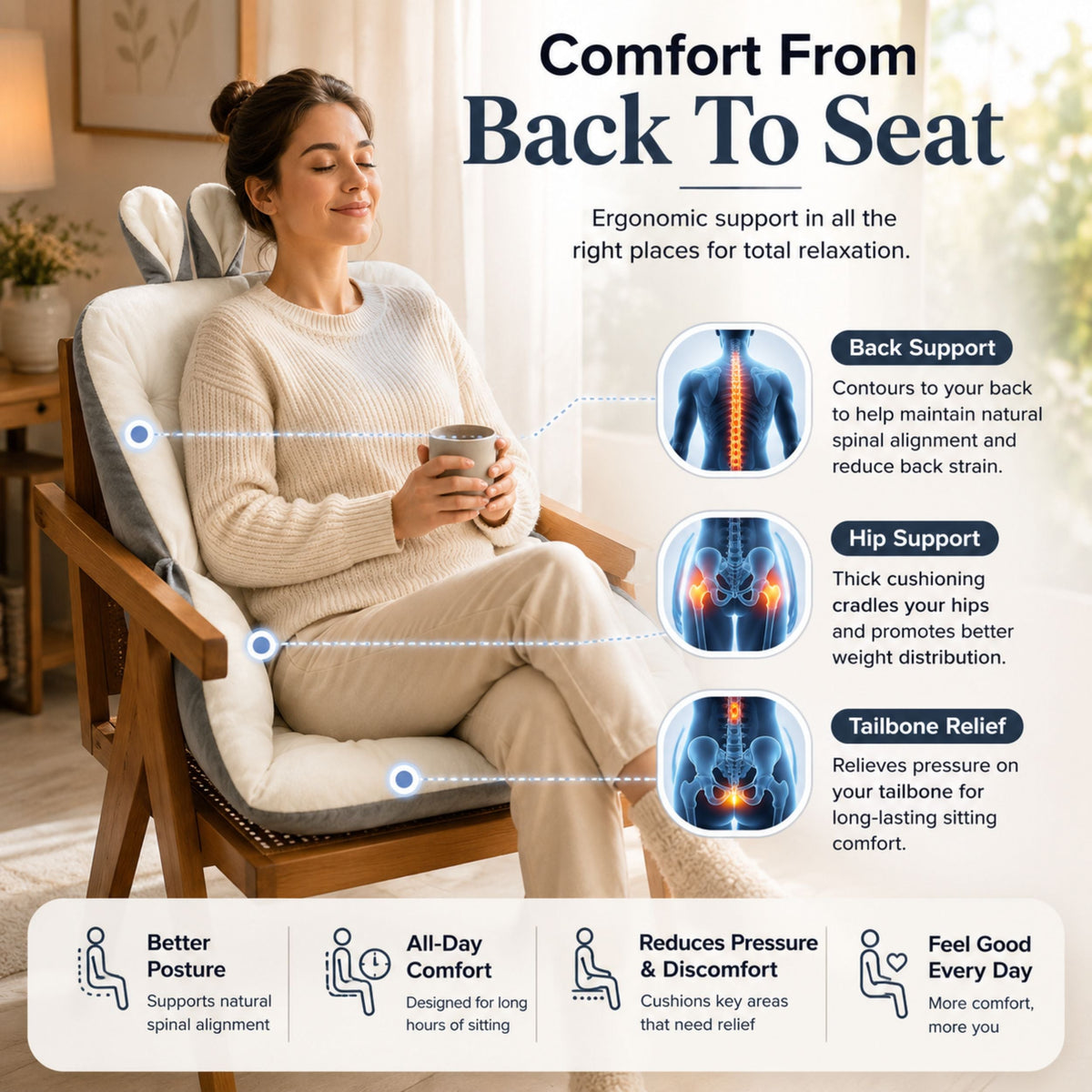 Ergonomic Coccyx Cushion — Memory Foam Back Pain Relief 6