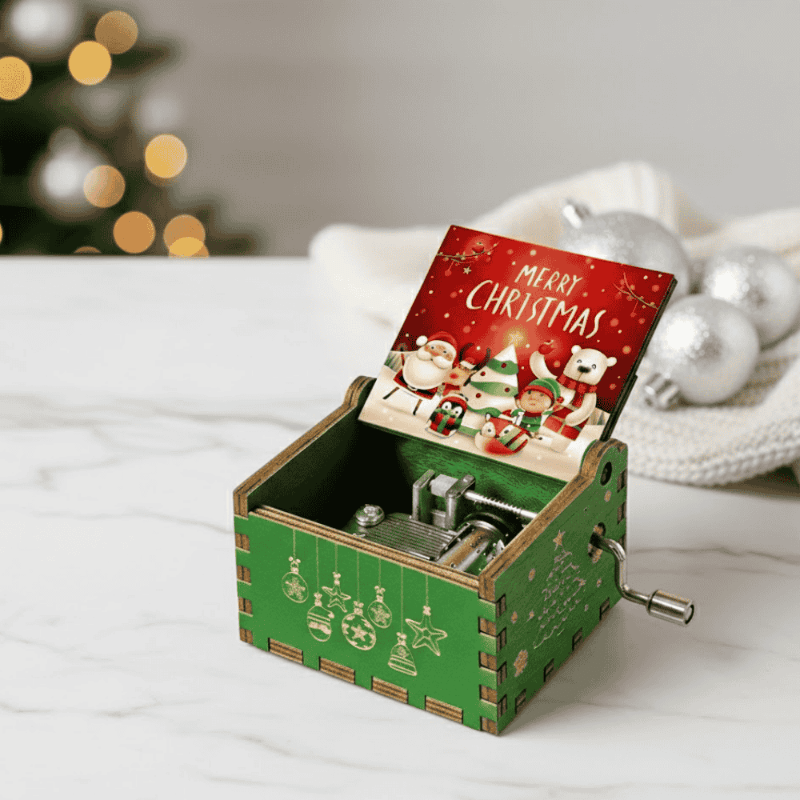 Christmas Music Box — Hand-Wound Festive Holiday Decor 1