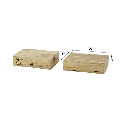 Floating Acacia Wood Nightstands Set of 2 — Wall Mounted 6