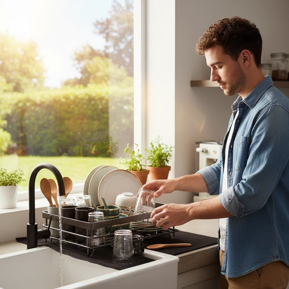 Foldable Stainless Steel Dish Rack with Silicone Feet 3