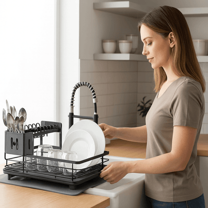 Foldable Stainless Steel Dish Rack with Silicone Feet 5