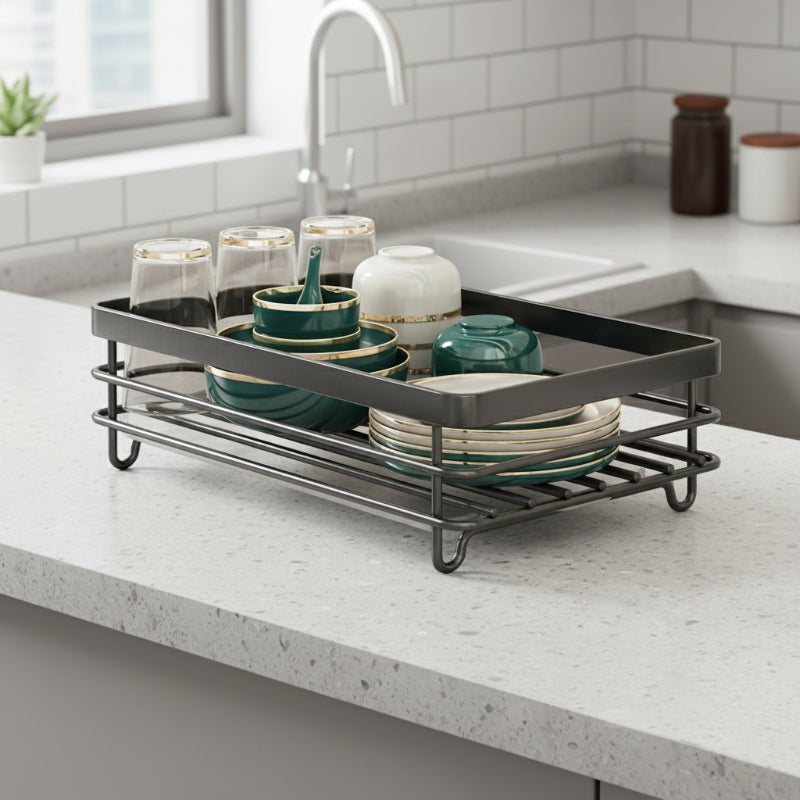 Foldable Stainless Steel Dish Rack with Silicone Feet 1
