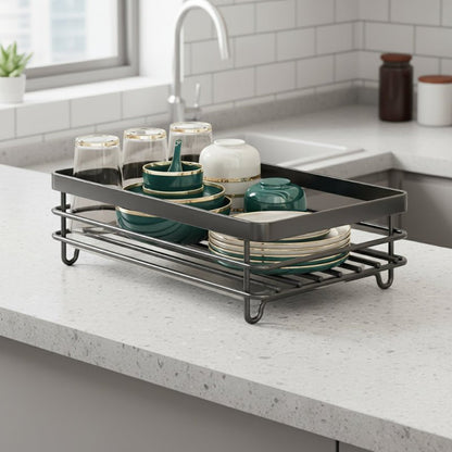 Foldable Stainless Steel Dish Rack with Silicone Feet 1