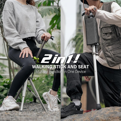 Foldable Trekking Pole with Built-In Seat — Lightweight 3