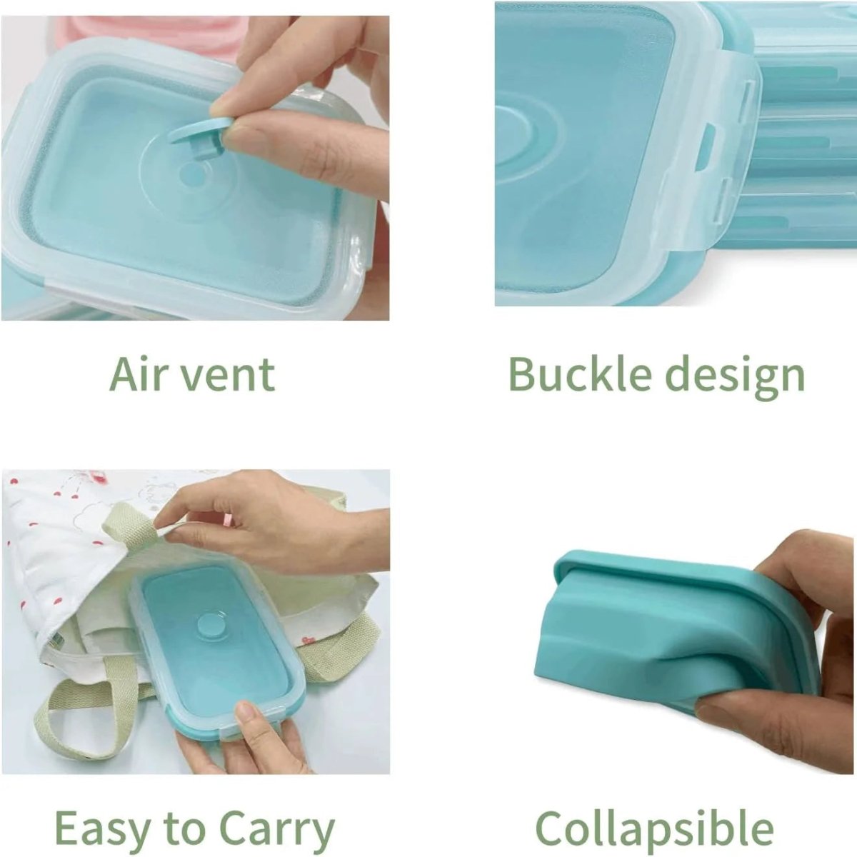 FOODSTACK Collapsible Silicone Lunch Box Set — BPA-Free 4
