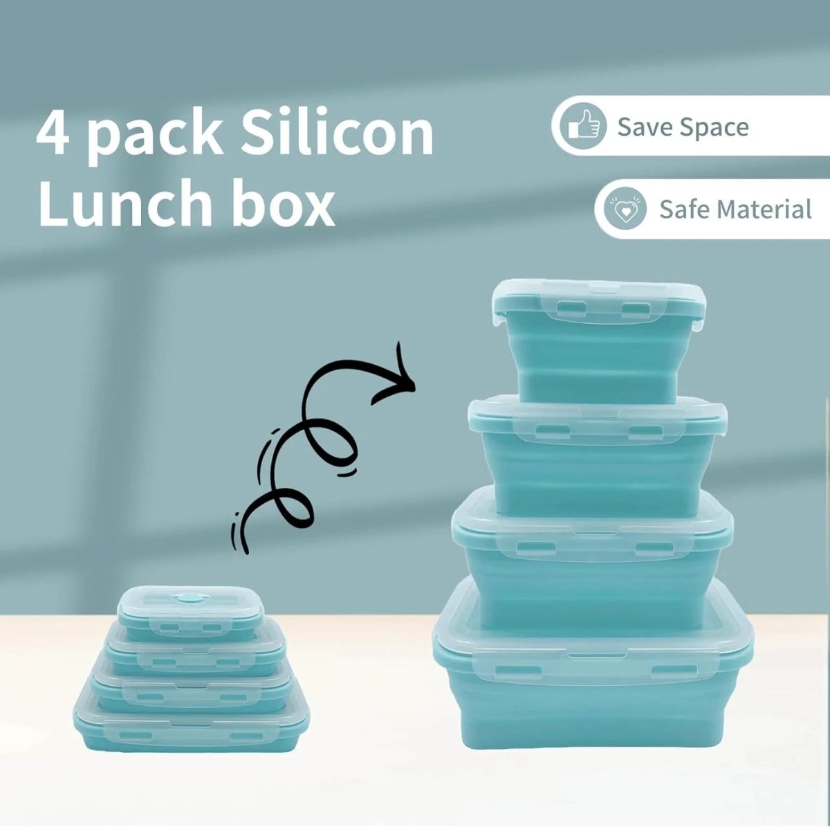 FOODSTACK Collapsible Silicone Lunch Box Set — BPA-Free 5