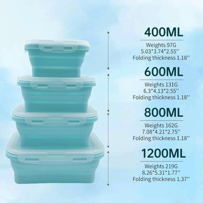 FOODSTACK Collapsible Silicone Lunch Box Set — BPA-Free 6