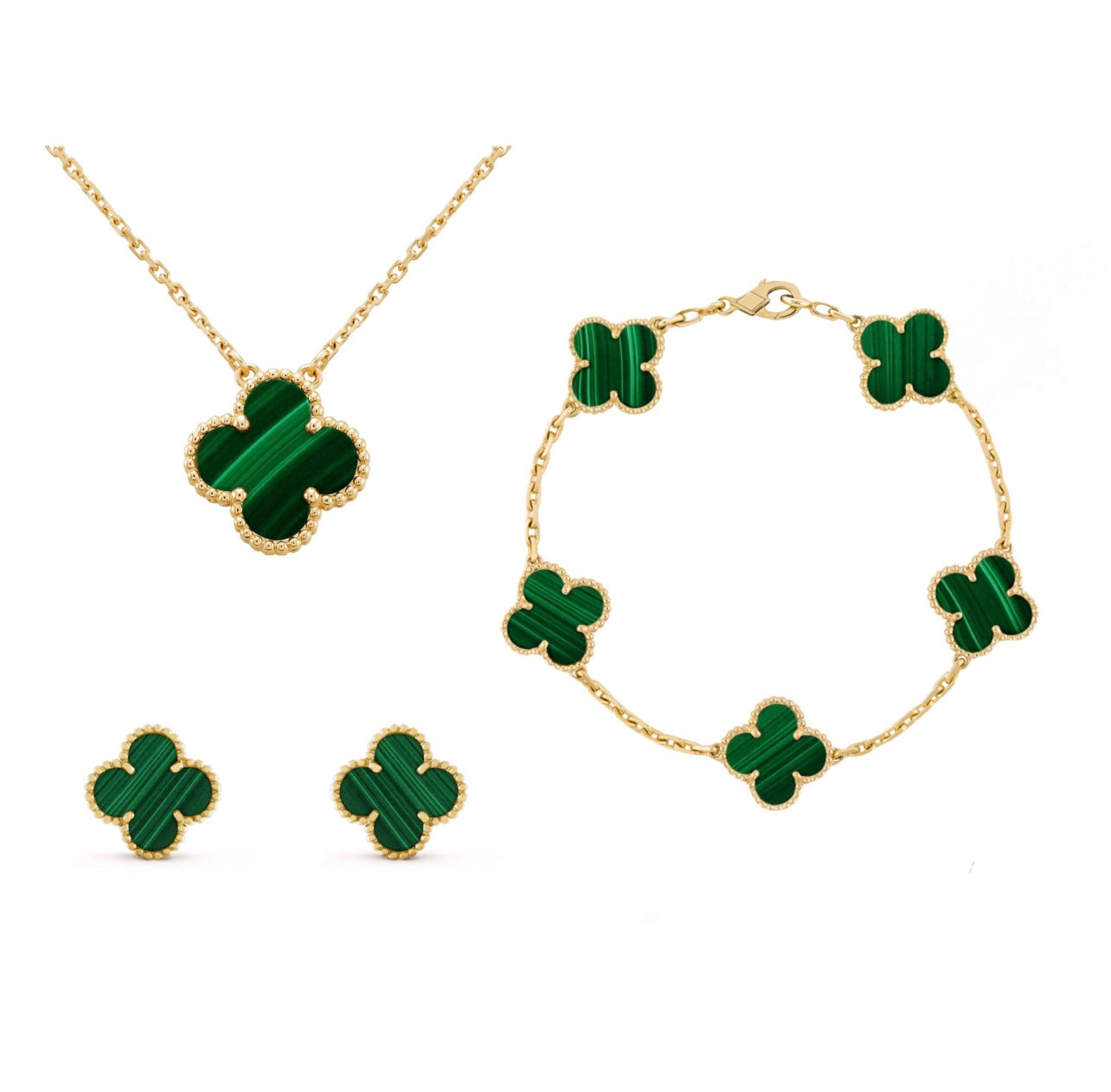 Four Leaf Clover Jewelry Set — 18K Gold Mother of Pearl 5
