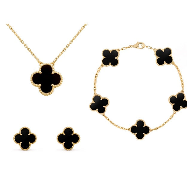 Four Leaf Clover Jewelry Set — 18K Gold Mother of Pearl 6
