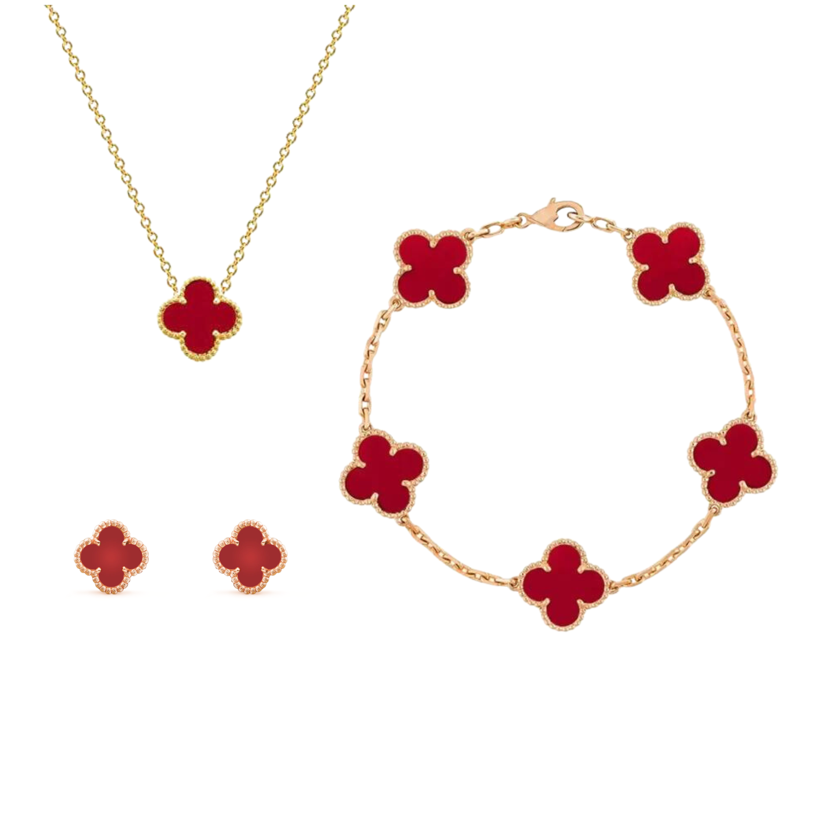Four Leaf Clover Jewelry Set — 18K Gold Mother of Pearl 7