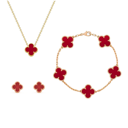 Four Leaf Clover Jewelry Set — 18K Gold Mother of Pearl 7