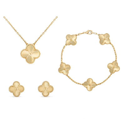 Four Leaf Clover Jewelry Set — 18K Gold Mother of Pearl 9