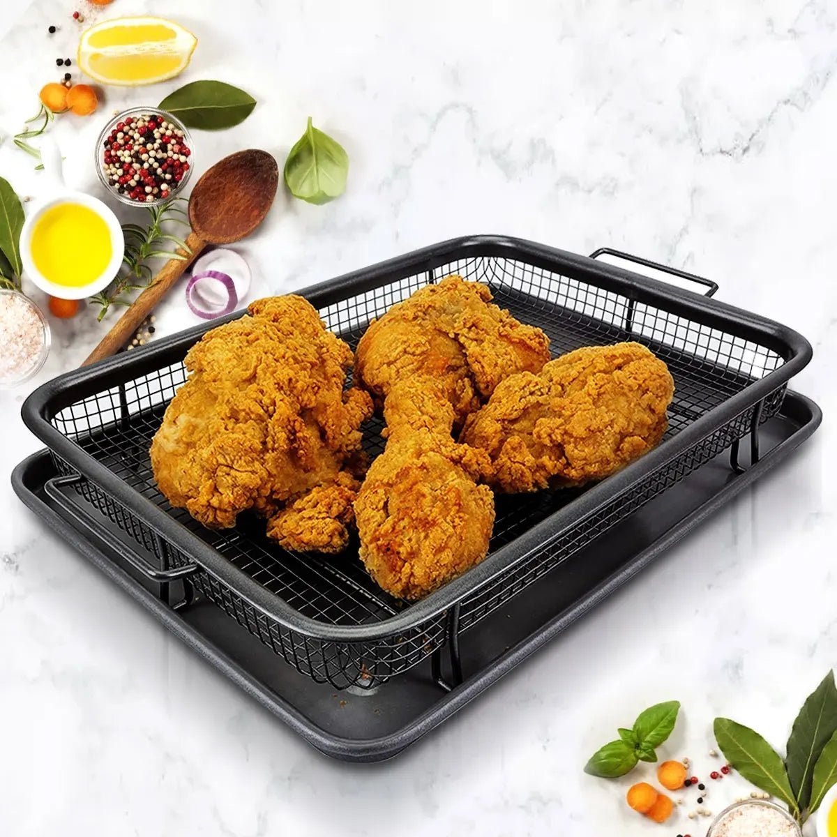 Air Fryer Accessories — FryMaster Non-Stick Stackable Rack Set 3