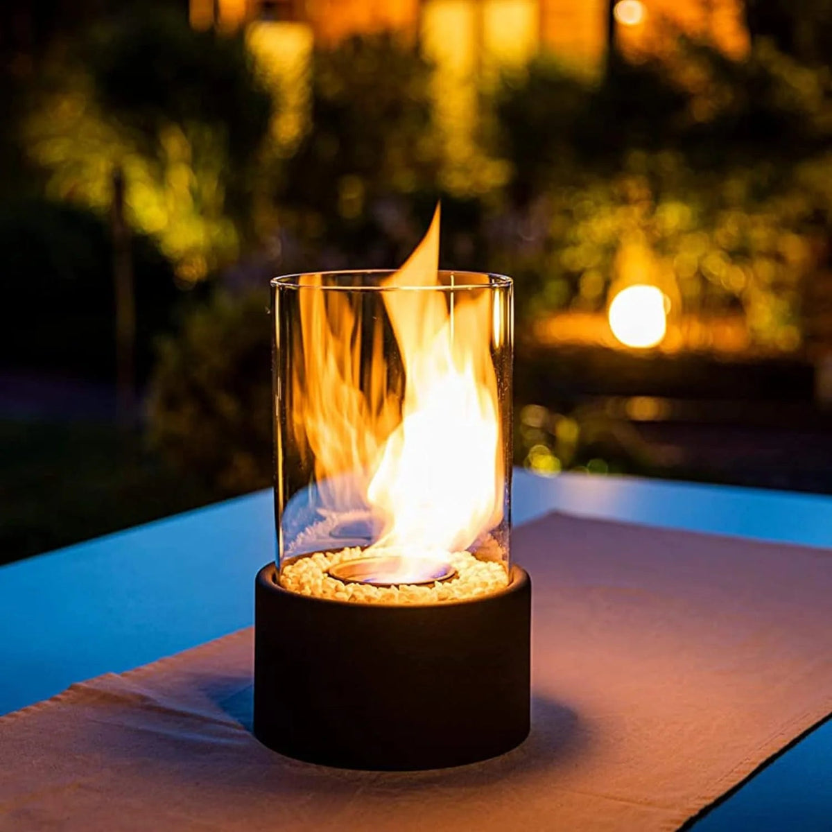 Glass Cylinder Tabletop Bioethanol Fireplace — Indoor & Outdoor 2