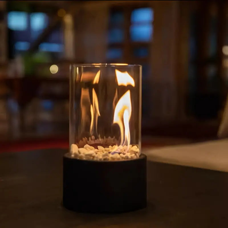 Glass Cylinder Tabletop Bioethanol Fireplace — Indoor & Outdoor 6