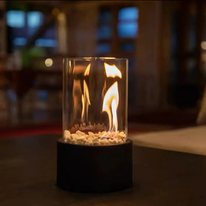 Glass Cylinder Tabletop Bioethanol Fireplace — Indoor & Outdoor 6