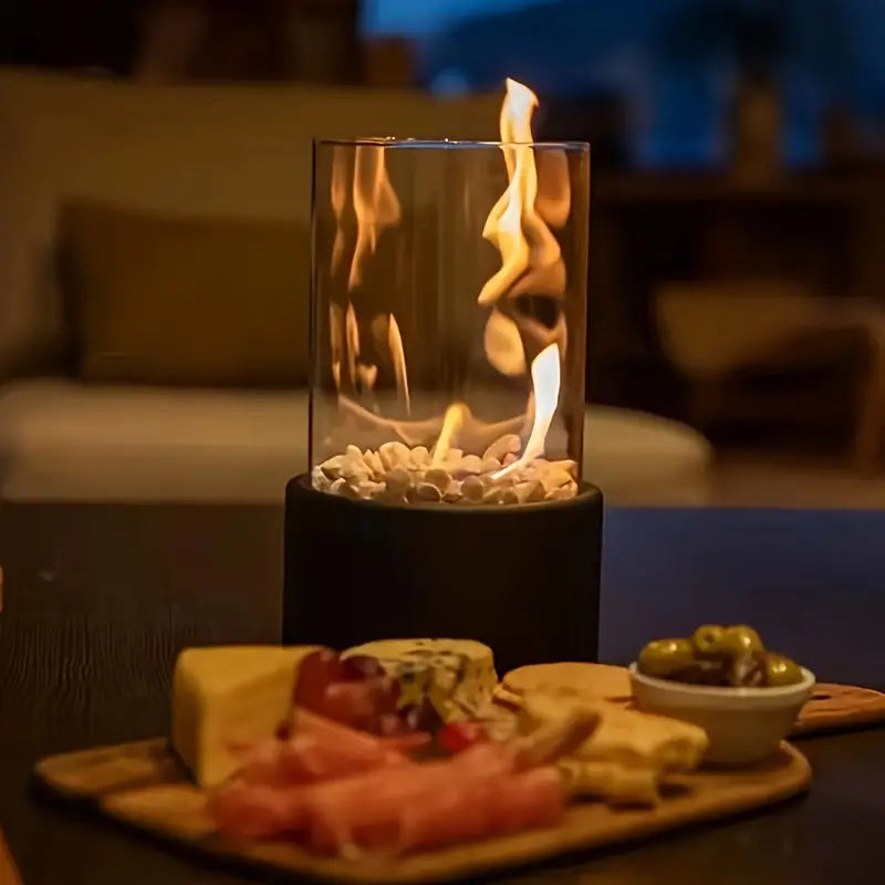 Glass Cylinder Tabletop Bioethanol Fireplace — Indoor & Outdoor 7