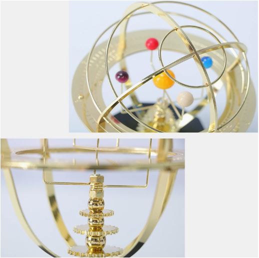 Grand Orrery Solar System Model – Handcrafted Brass & Oak Base 3