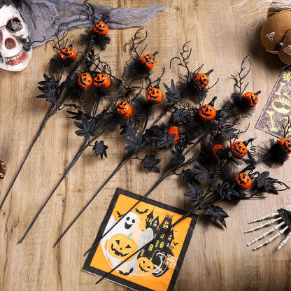 Halloween Black Pumpkin Branch Decoration — Set of 2 2