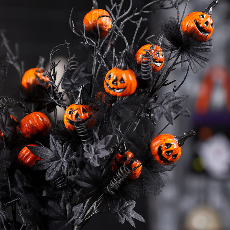 Halloween Black Pumpkin Branch Decoration — Set of 2 3