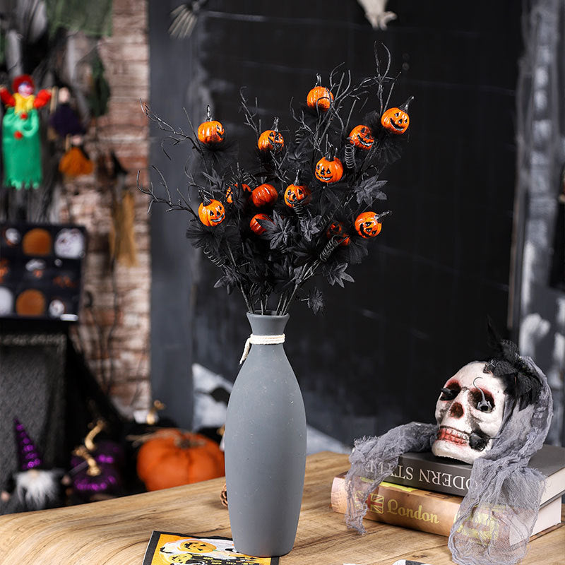 Halloween Black Pumpkin Branch Decoration — Set of 2 4