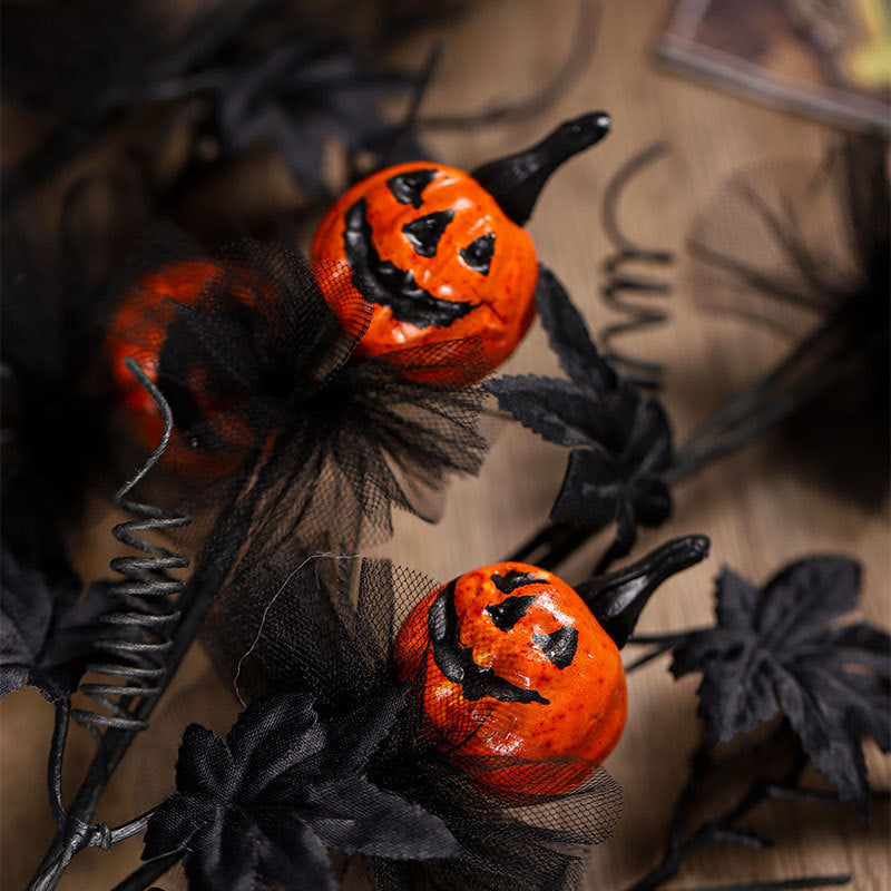 Halloween Black Pumpkin Branch Decoration — Set of 2 5