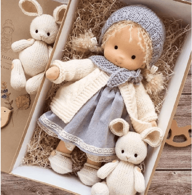 Handmade Waldorf Doll — Soft Natural Wool & Cotton 3