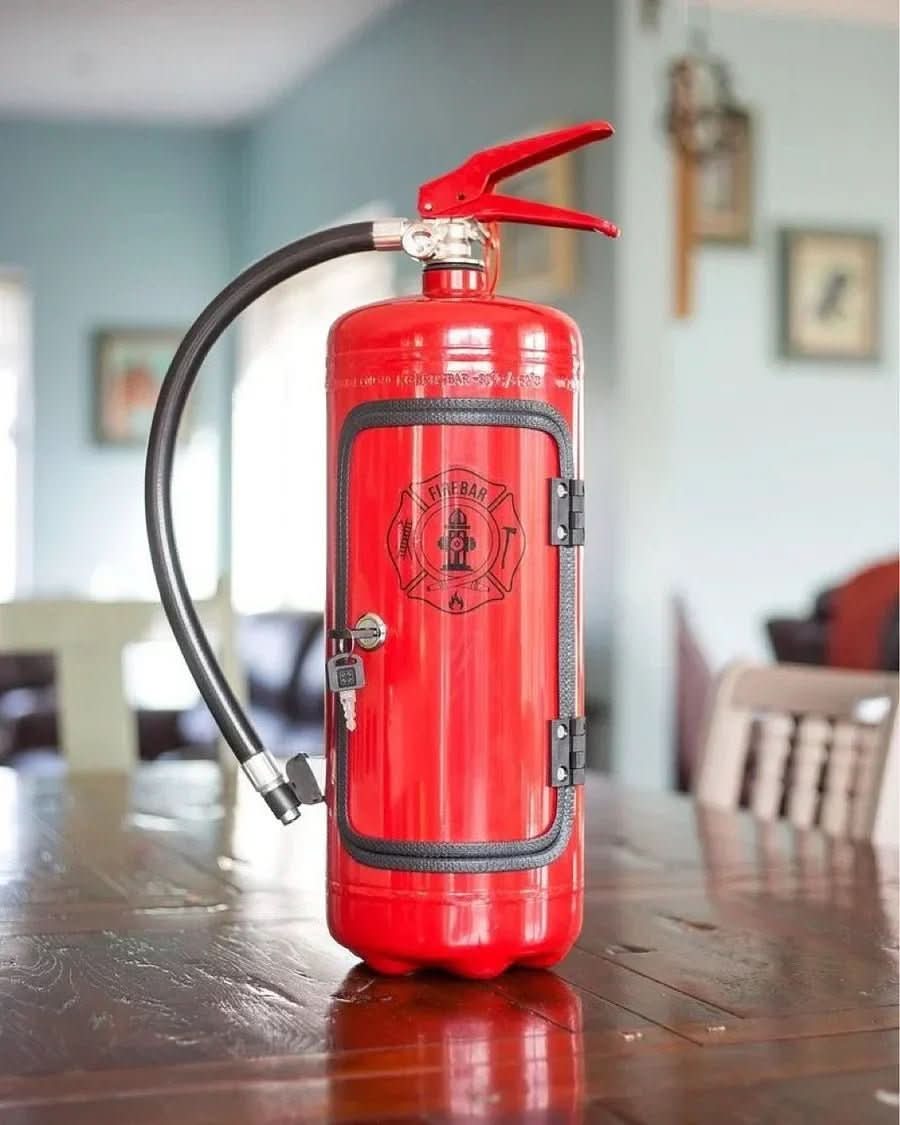 Mini Bar Hidden in Fire Extinguisher Design — Bottle Storage 2