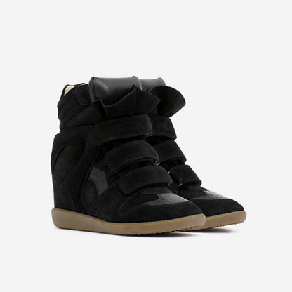 Wedge Sneakers Women — Hidden 5cm Heel High-Top Velcro 13