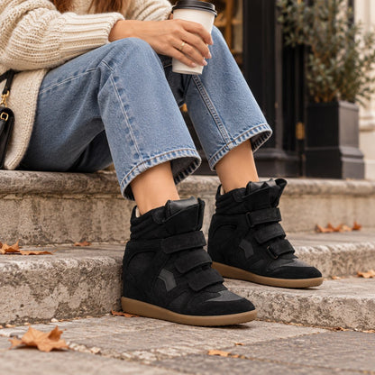 Wedge Sneakers Women — Hidden 5cm Heel High-Top Velcro 5